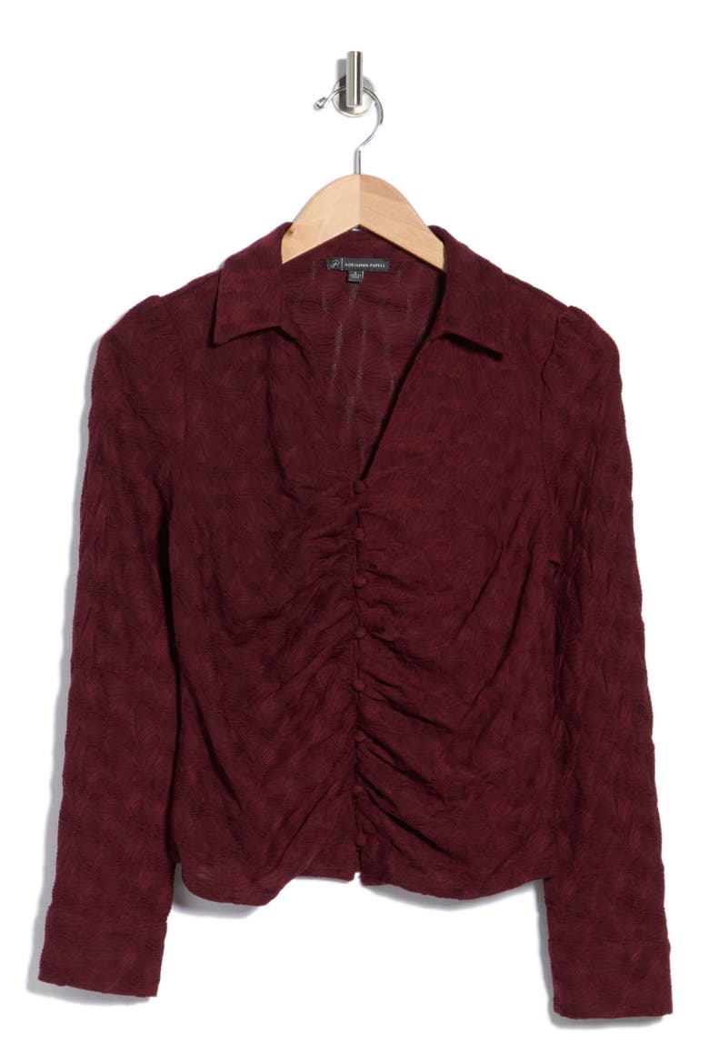 Ruched Front Textured Knit Top, Main, color, BERRY