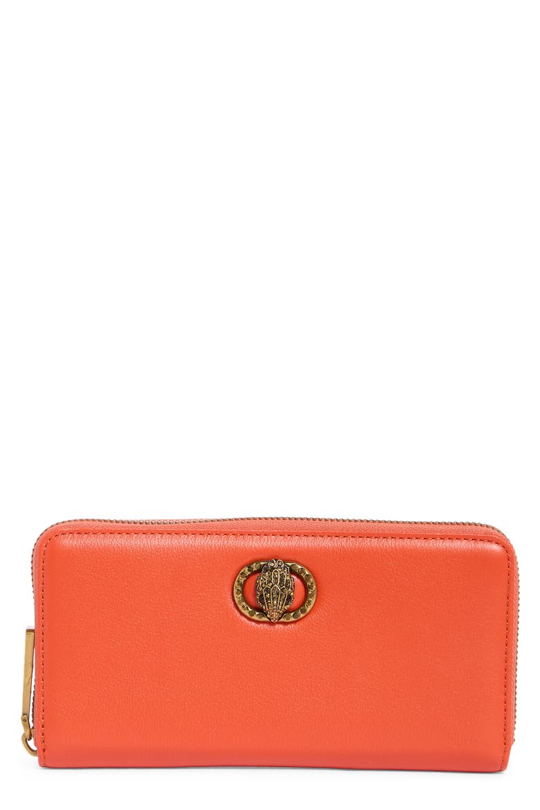 Chelsea Zip Around Leather Wallet, Main, color, ORANGE