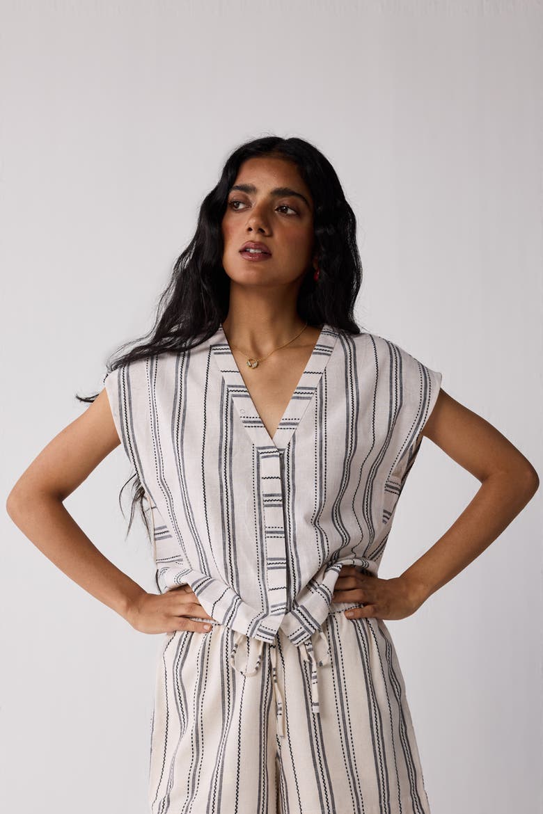 Relaxed V-Neck Top, Alternate, color, Off-White