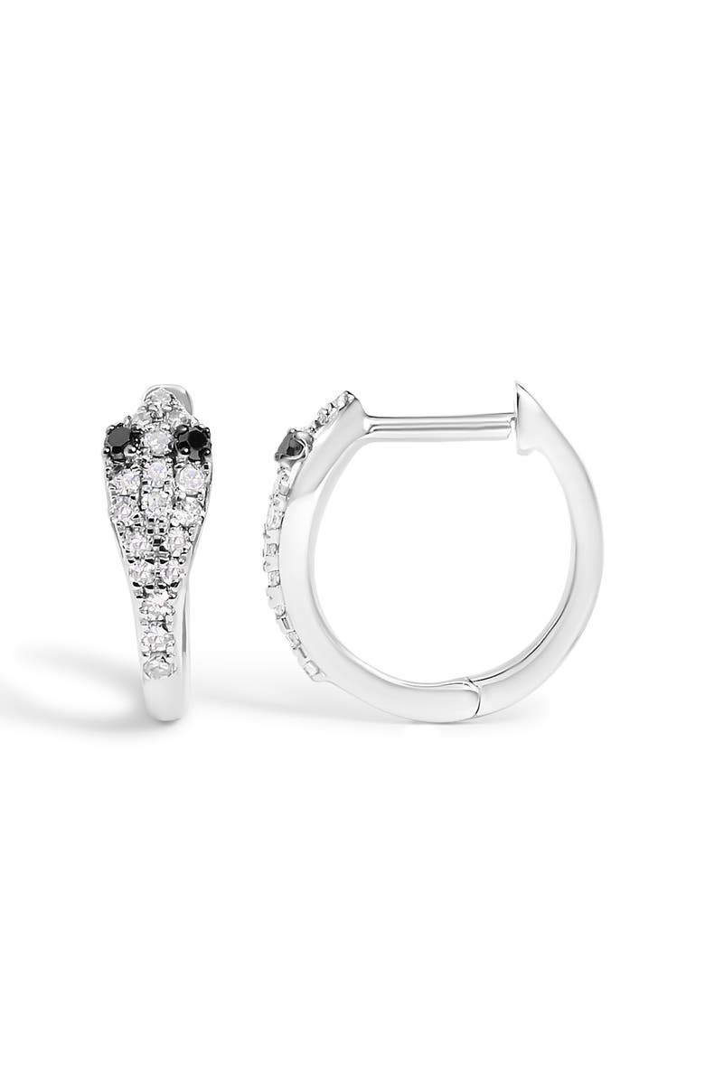 Haus of Brilliance 10K White Gold 1/5 Cttw Diamond Snake Eyes Huggy Hoop Earrings, Alternate, color, White