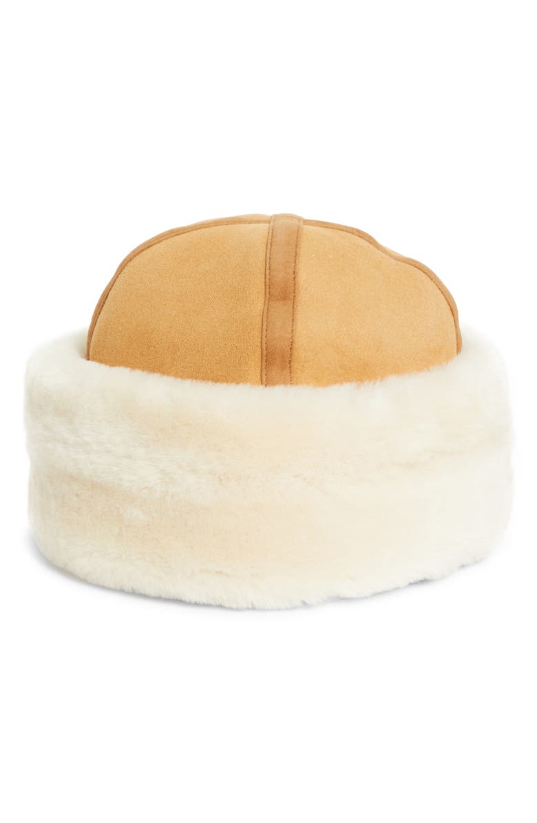 TOTEME Plush Genuine Shearling Hat, Alternate, color, Tan