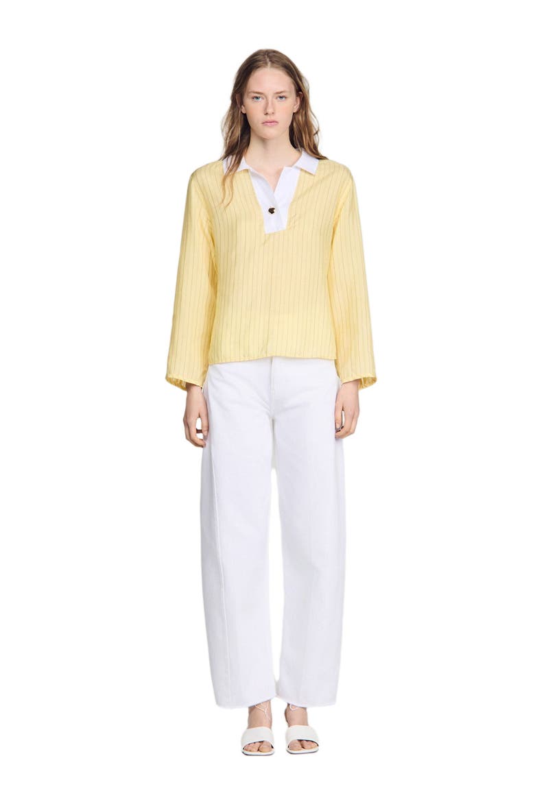 Striped cotton top, Alternate, color, Yellow