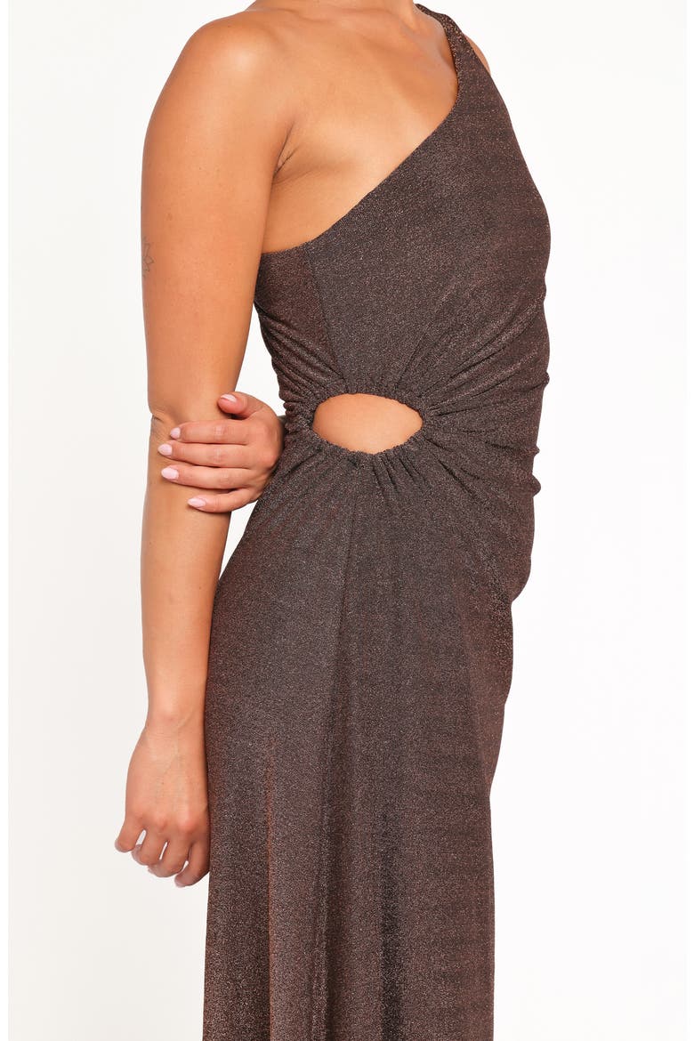 Emma Metallic One Shoulder Dress, Alternate, color, VINTAGE GOLD