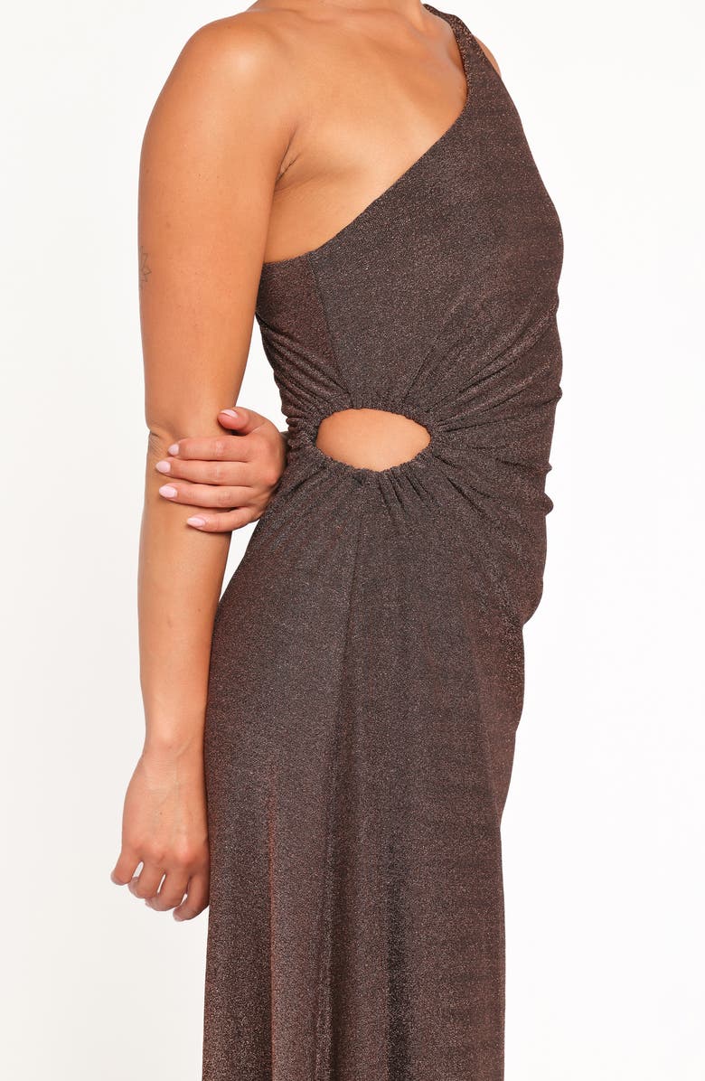 Petal & Pup Emma Metallic One Shoulder Dress, Alternate, color, Vintage Gold