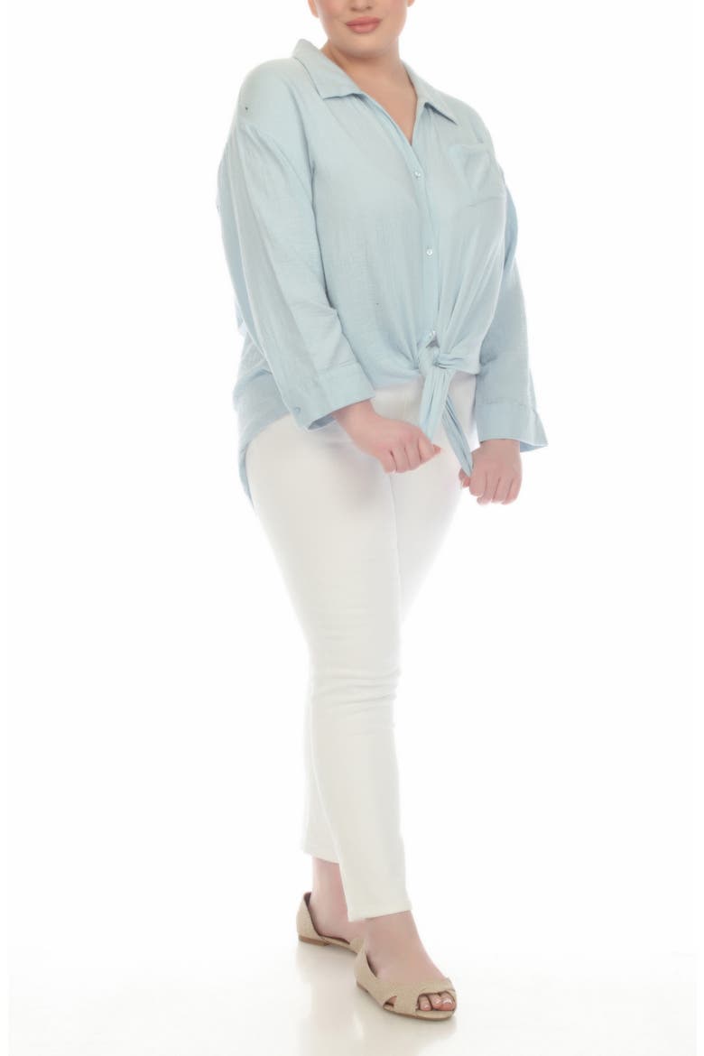 Gauze Button-Up Shirt, Alternate, color, BLUE