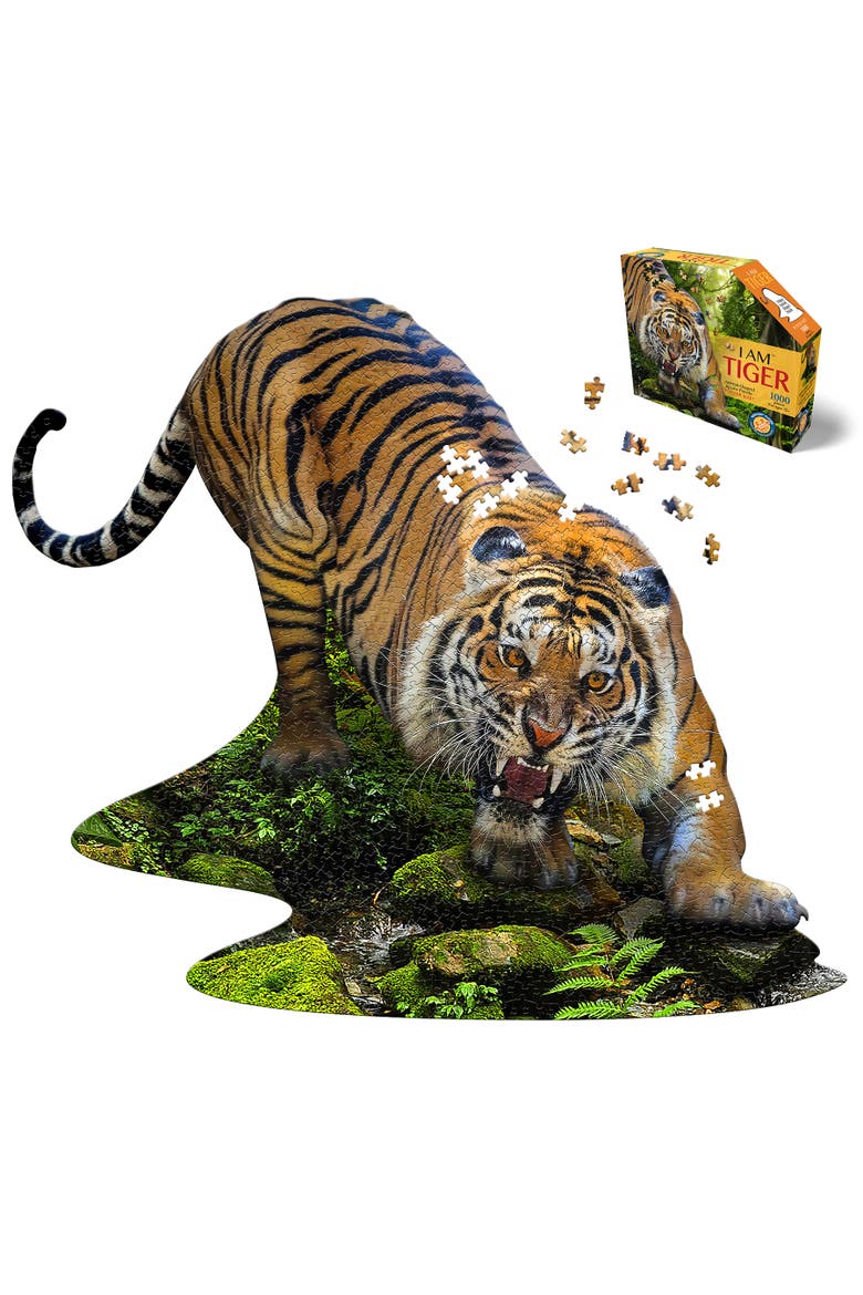 I Am Tiger 1000 Piece Animal Shaped Jigsaw Puzzle, Alternate, color, Multicolored