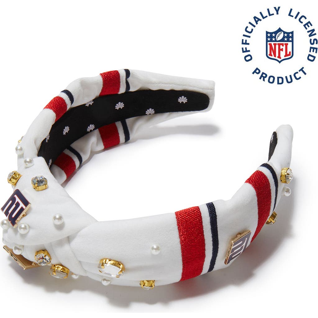 Lele Sadoughi New York Giants Embellished Knotted Headband In Gold
