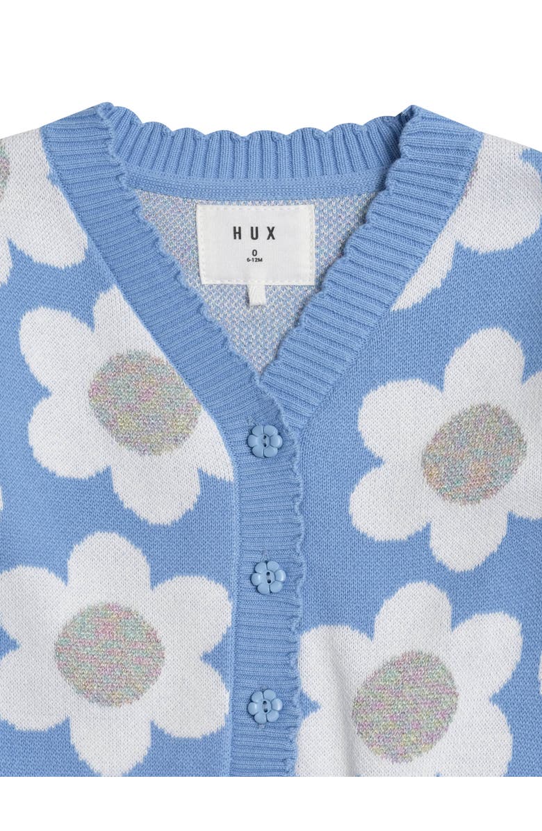Huxbaby Daisy Scalloped Knit Cardi, Alternate, color, Seaside