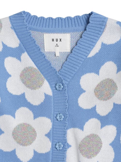 Huxbaby Daisy Scalloped Knit Cardi In Purple