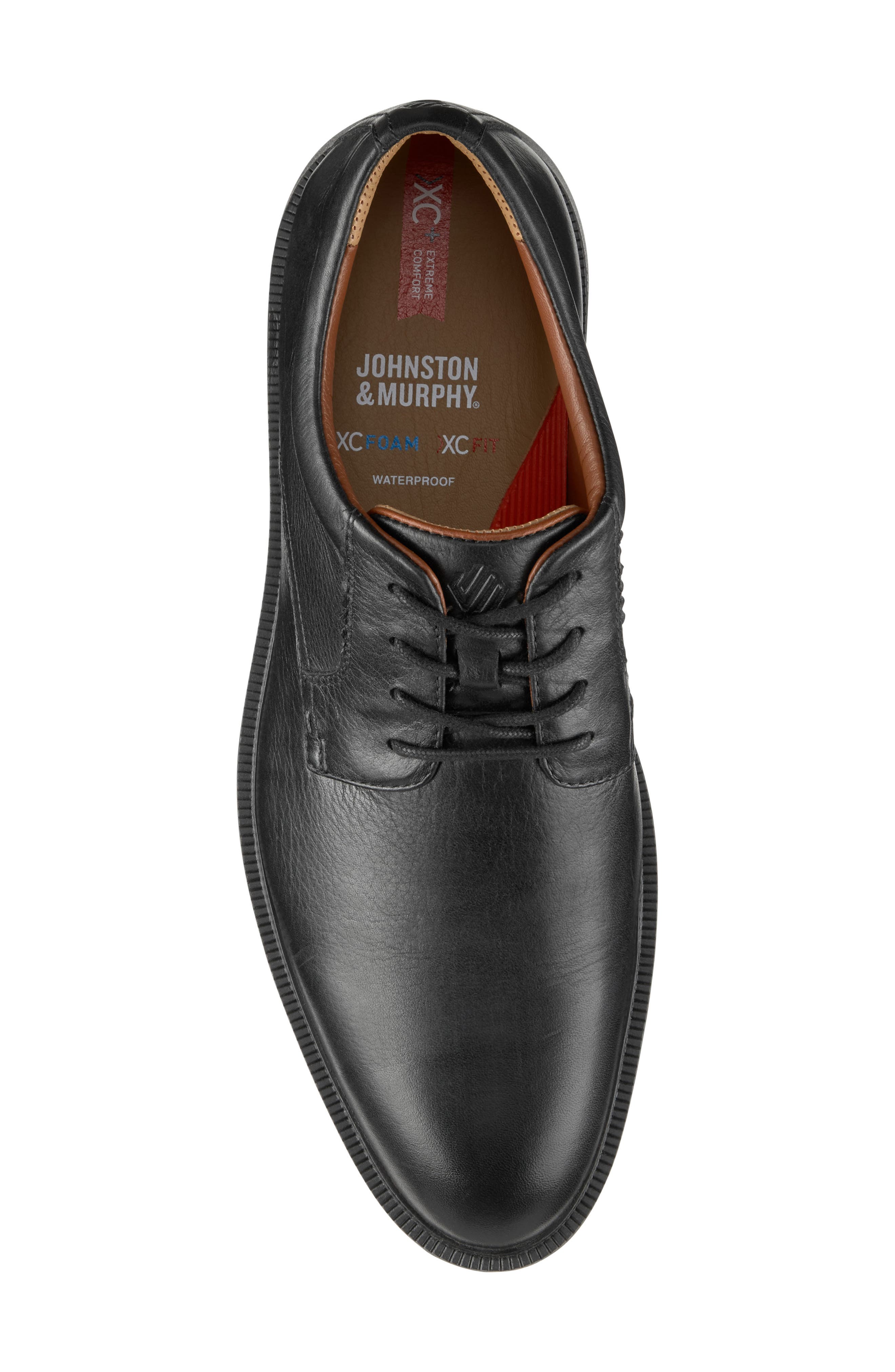 Johnston & Murphy Parker Waterproof Plain Toe Derby, Alternate, color, Black Waterproof Full Grain
