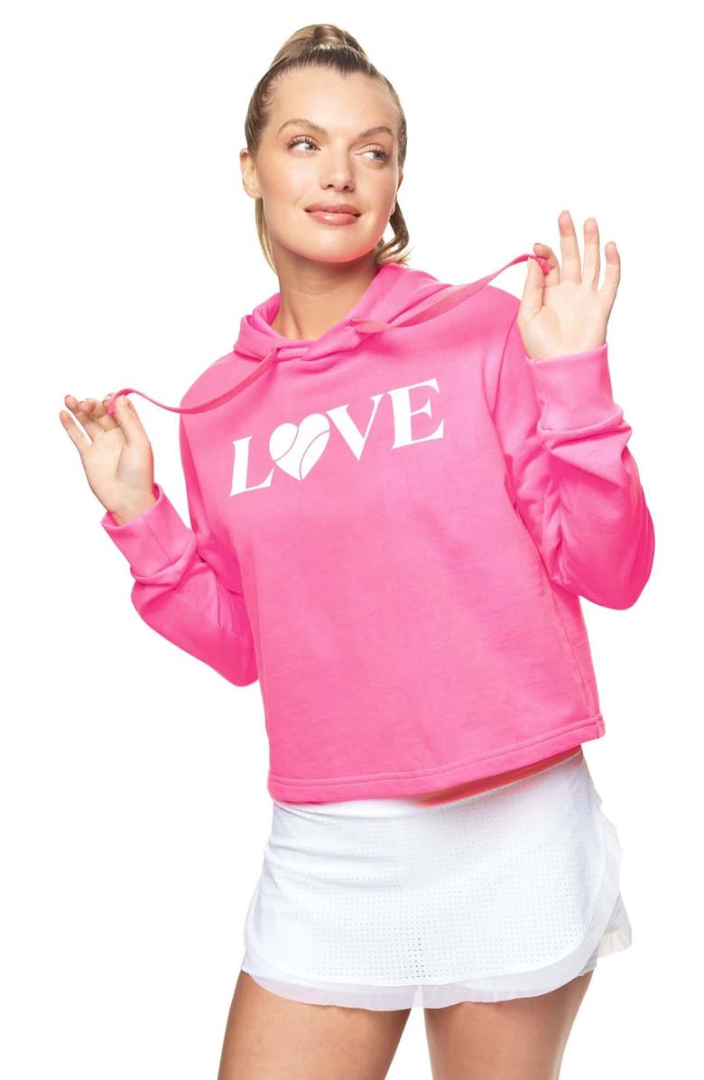 Bobbe Active Courtside Cropped Fleece Hoodie, Alternate, color, Pink