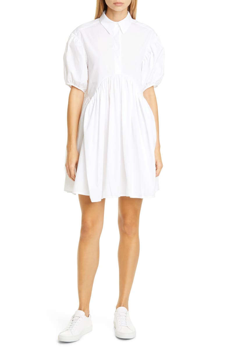 Cecilie Bahnsen Esther Puff Sleeve Cotton Poplin Dress, Main, color, 