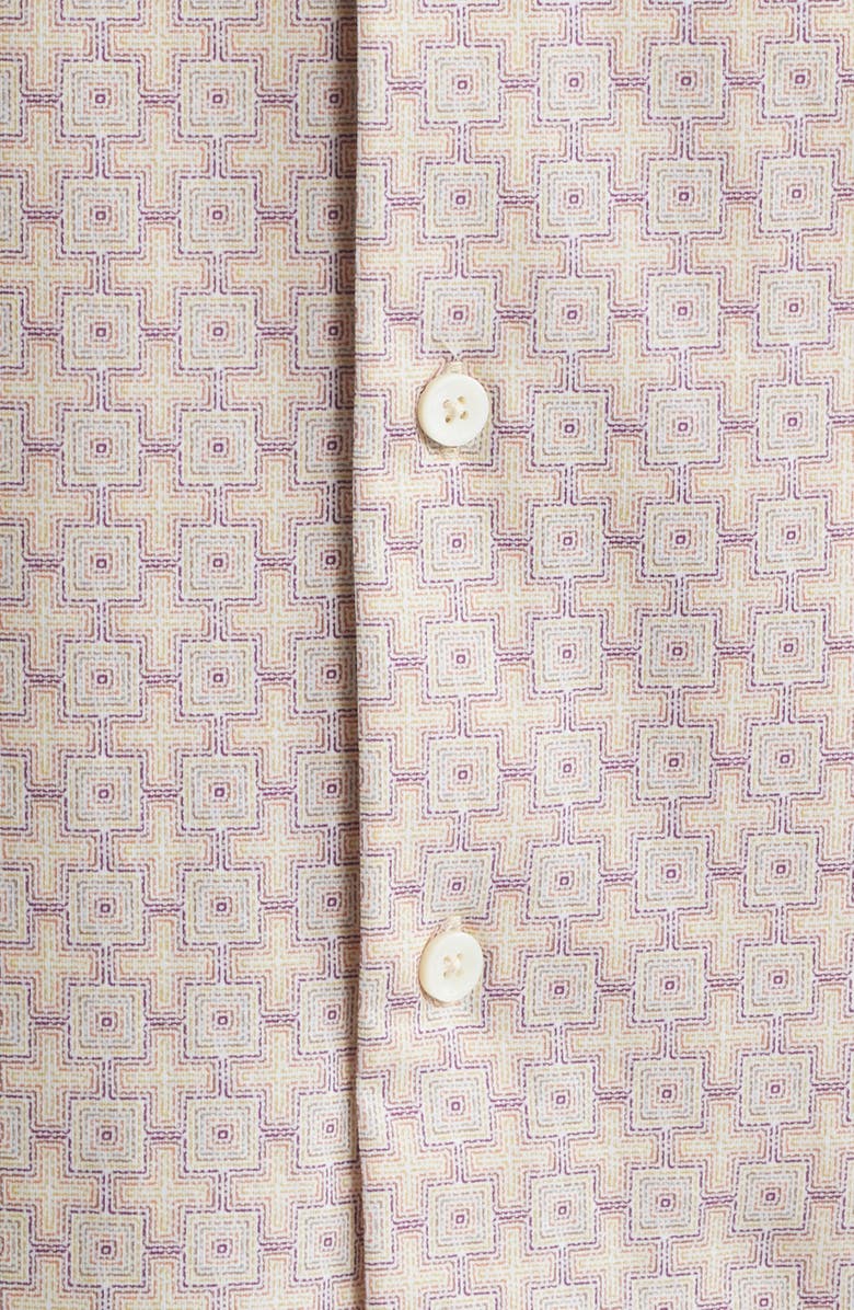 Bugatchi Miles OoohCotton<sup>®</sup> Geo Print Short Sleeve Button-Up Shirt, Alternate, color, Sienna
