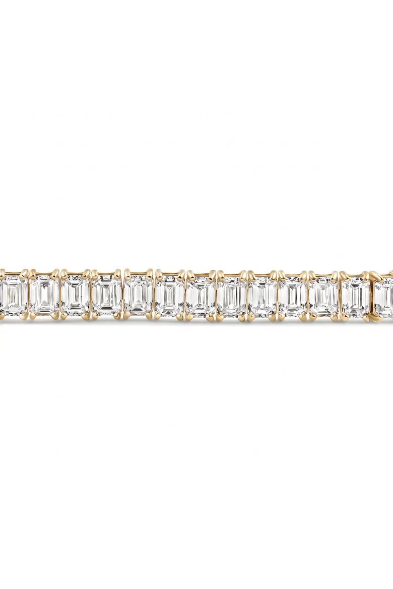 20Ct Emerald Cut Diamond Tennis Bracelet 14k Gold 7" Lab Grown, Alternate, color, 14k Yellow Gold