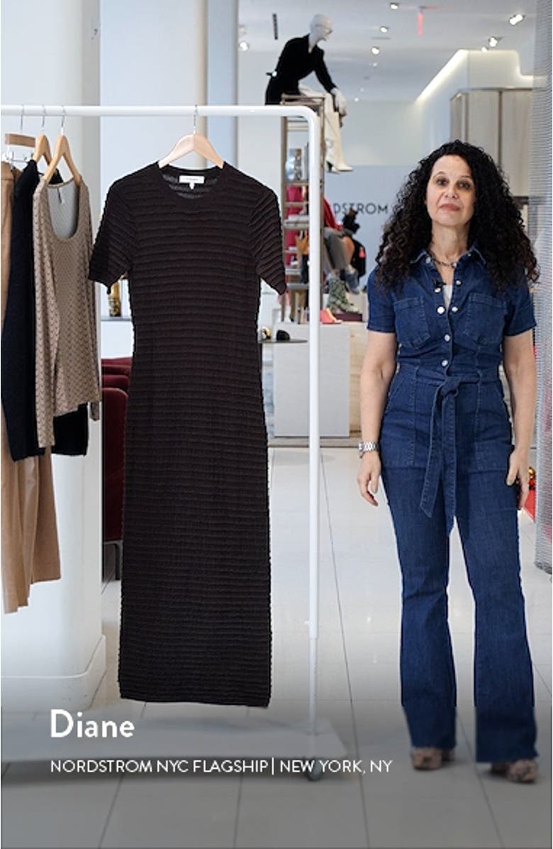 Smocked Silk & Cotton Knit Midi Dress, sales video thumbnail