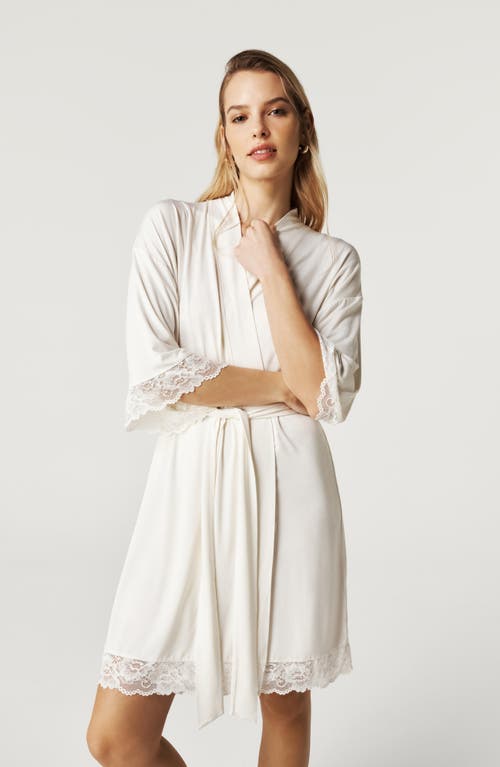 Posh Peanut Lace Trim Robe In Red