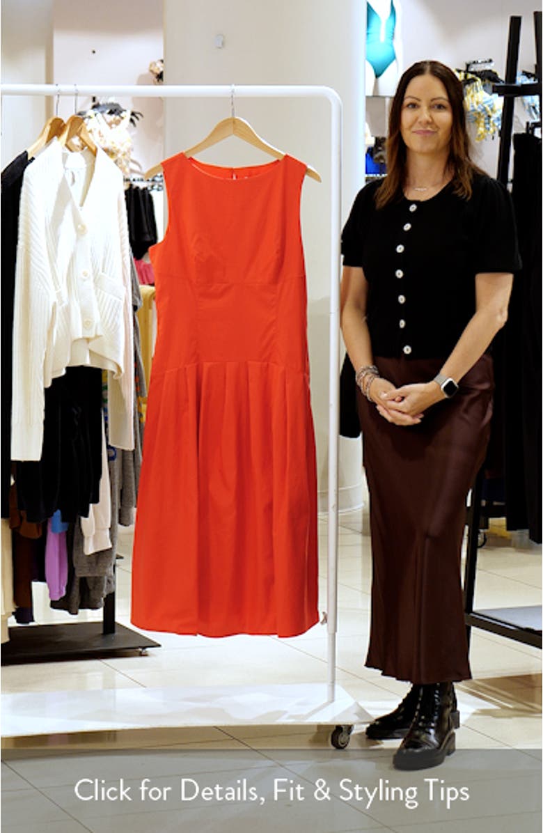 Pleated Sleeveless Cotton Midi Dress, sales video thumbnail