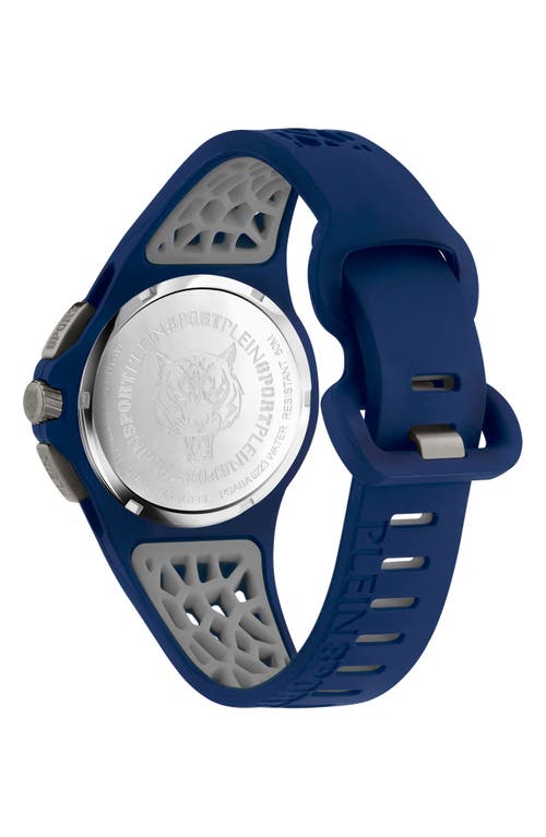 Philipp Plein Sport Camo Dial Three-hand Quartz Silicone Strap Watch, 43mm In Blue