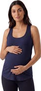 24seven Comfort Apparel Maternity Basic Ribbed Knit Sleeveless Scoop Neck Long Flared Tank Top