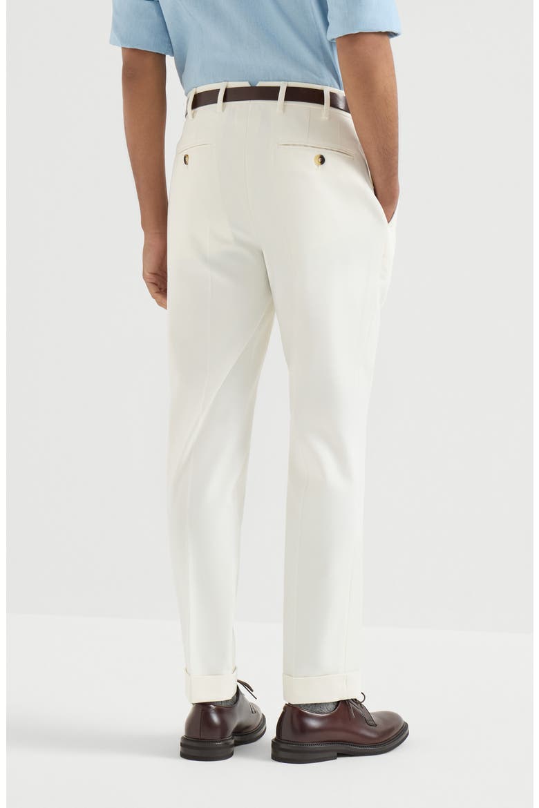 Cotton and virgin wool gabardine Italian fit trousers, Alternate, color, Panama