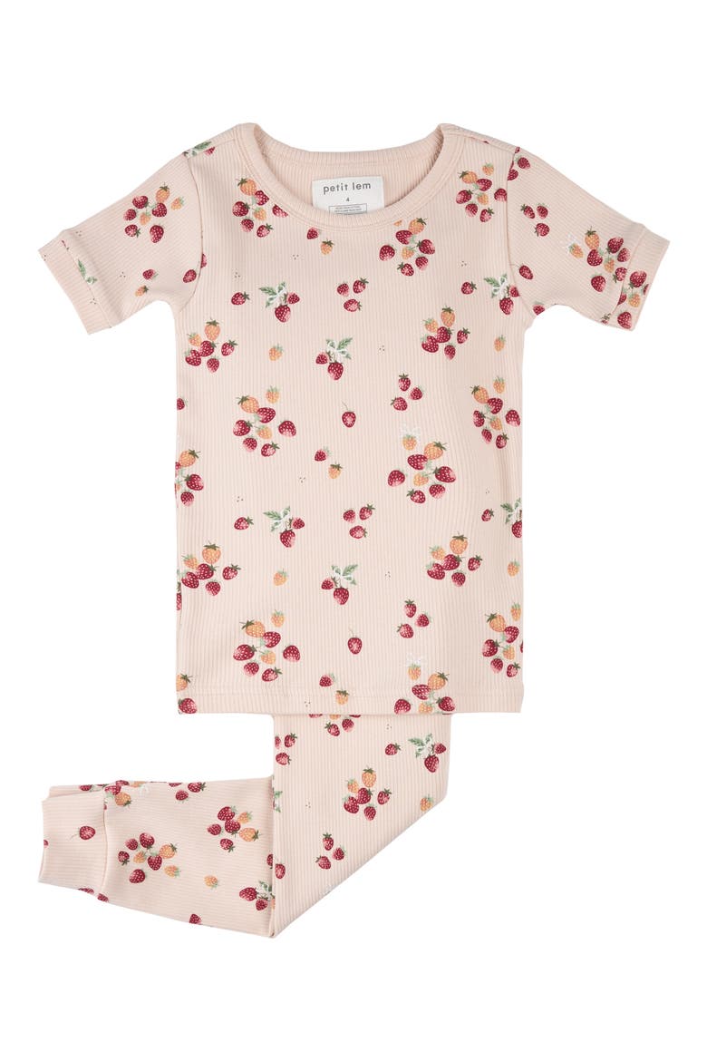 Kids' Print Fitted Two-Piece Stretch Organic Cotton Pajamas, Main, color, LIGHT PINK