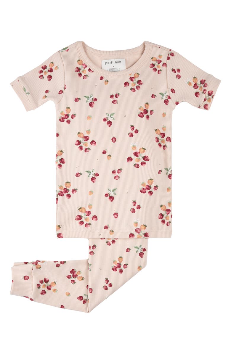Petit Lem Kids' Print Fitted Two-Piece Stretch Organic Cotton Pajamas, Main, color, Light Pink
