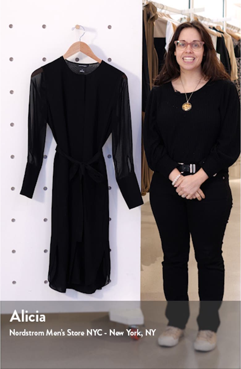 Long Sleeve Silk Chiffon Midi Shirtdress, sales video thumbnail