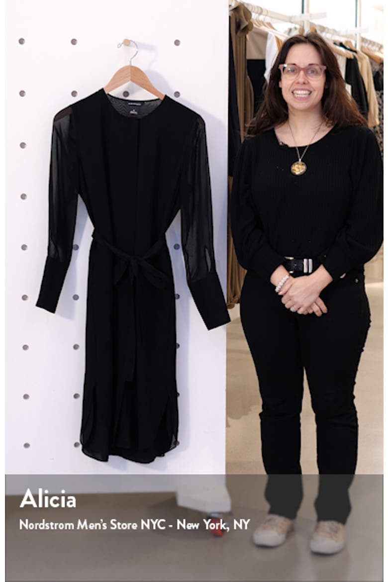 Long Sleeve Silk Chiffon Midi Shirtdress video