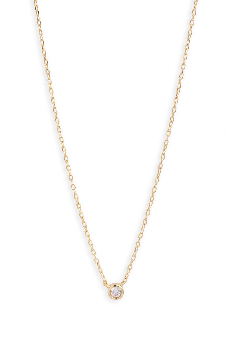 ARGENTO VIVO Bezel Cubic Zirconia Pendant Necklace, Main, color, Gold