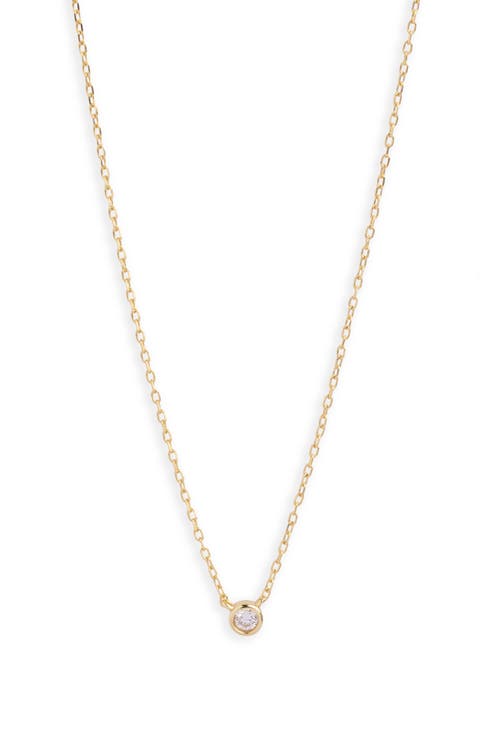 Bezel Cubic Zirconia Pendant Necklace