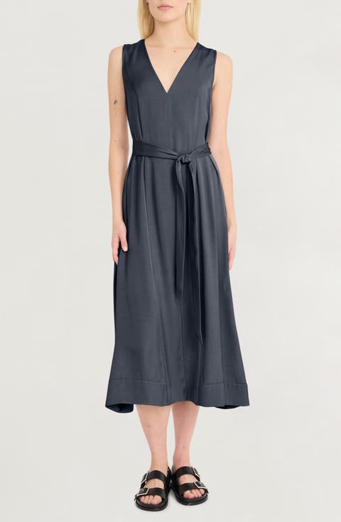 Sleeveless Belted Midi Dress