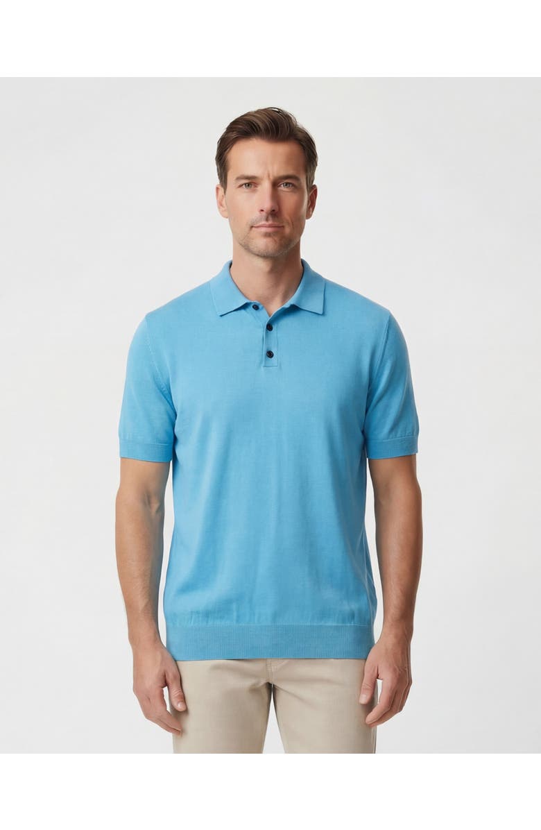 Lords of Harlech Mens Merino Silk Cashmere Polo, Main, color, Teal