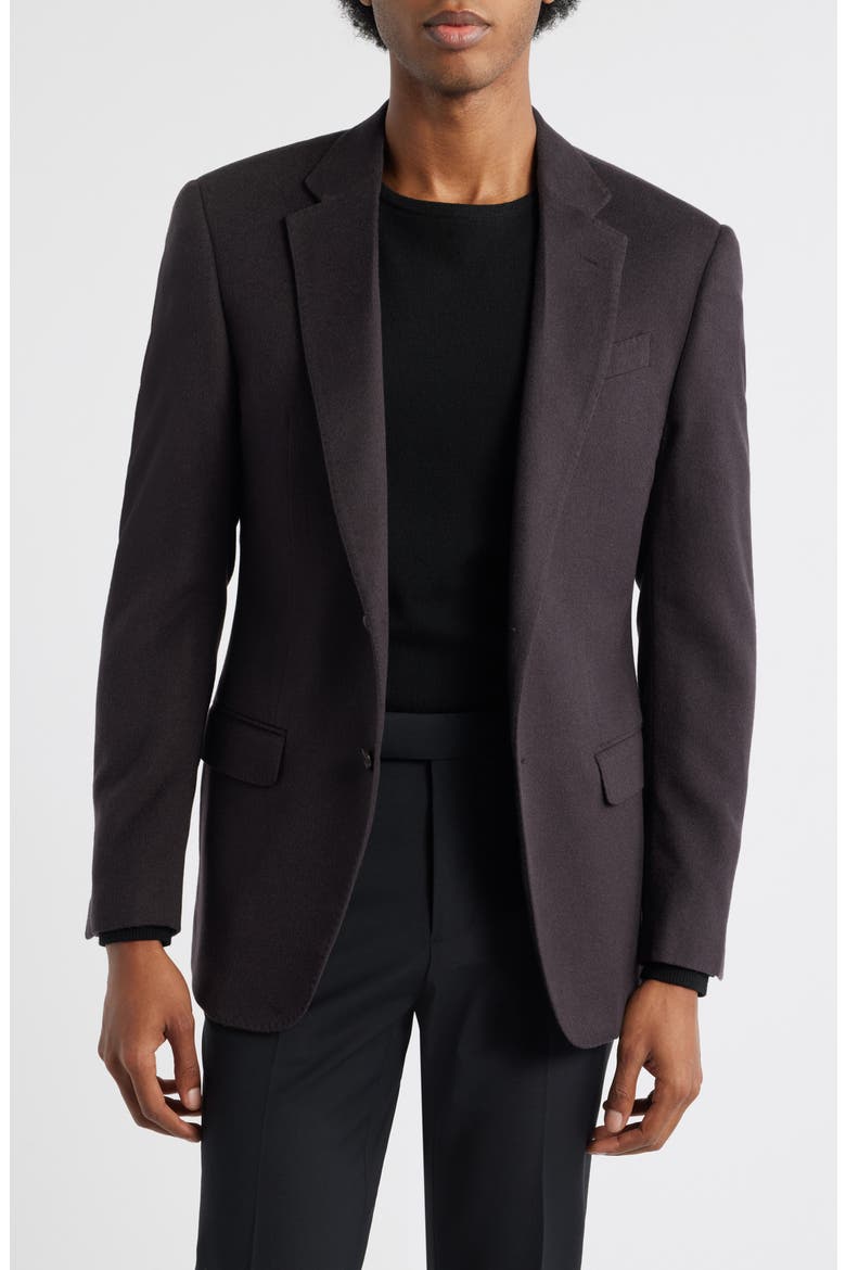 Dark Brown Cashmere Blazer, Main, color, SOLID DARK BROWN