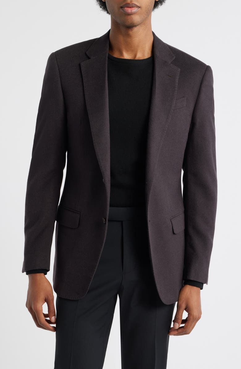 Emporio Armani Dark Brown Cashmere Blazer, Main, color, Solid Dark Brown