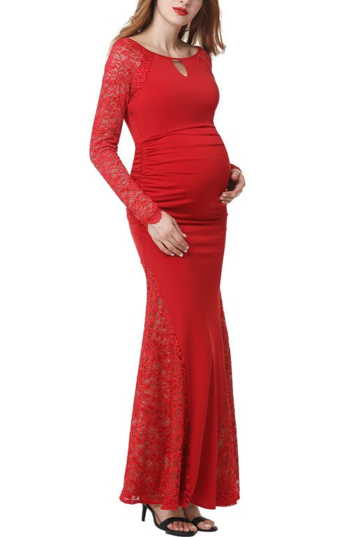 Kimi & Kai Bella Maternity Mermaid Maxi Dress In Red