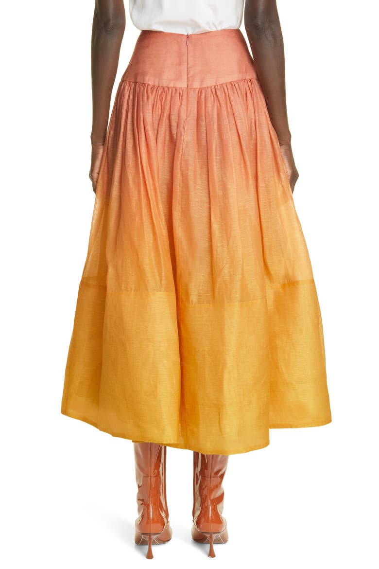 Postcard Ombré Silk & Linen Skirt, Alternate, color, OMBRE SUNSHINE