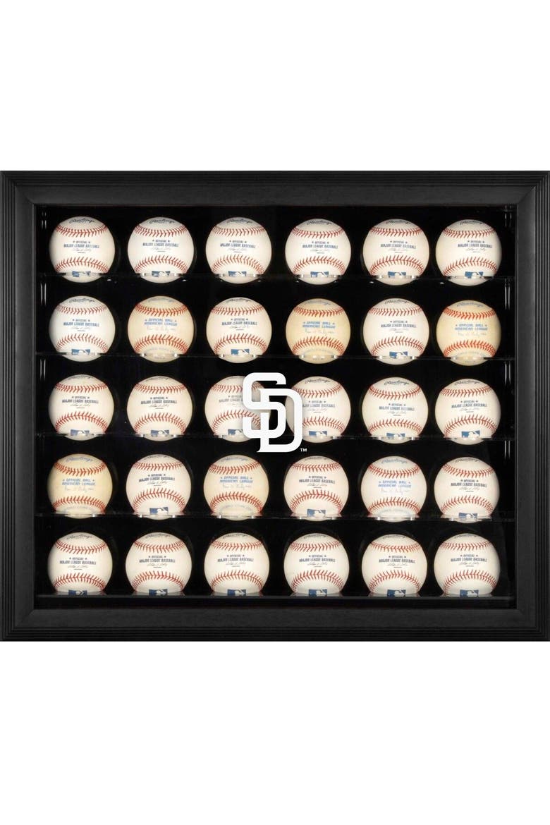 San Diego Padres Logo Black Framed 30-Ball Display Case, Main, color, Black