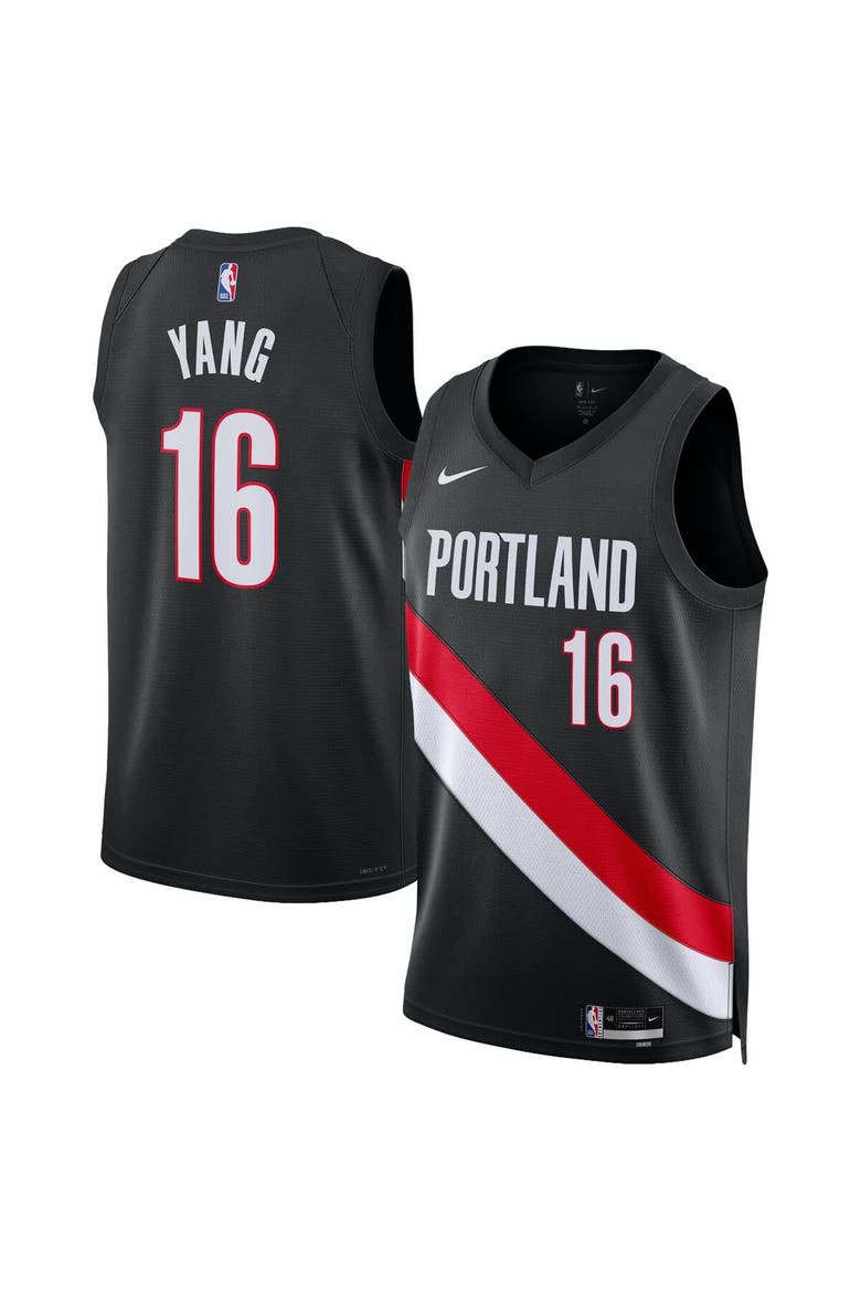 Unisex Nike Yang Hansen Black Portland Trail Blazers Swingman Jersey - Icon Edition, Main, color, Black