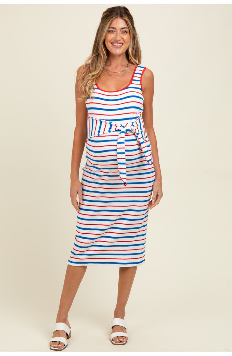 PinkBlush Multi Striped Sleeveless Midi Dress, Main, color,