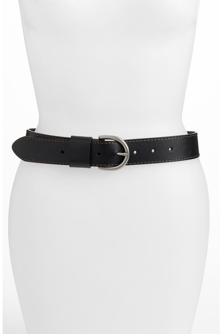 Circle Leather Belt, Main, color, BLACK