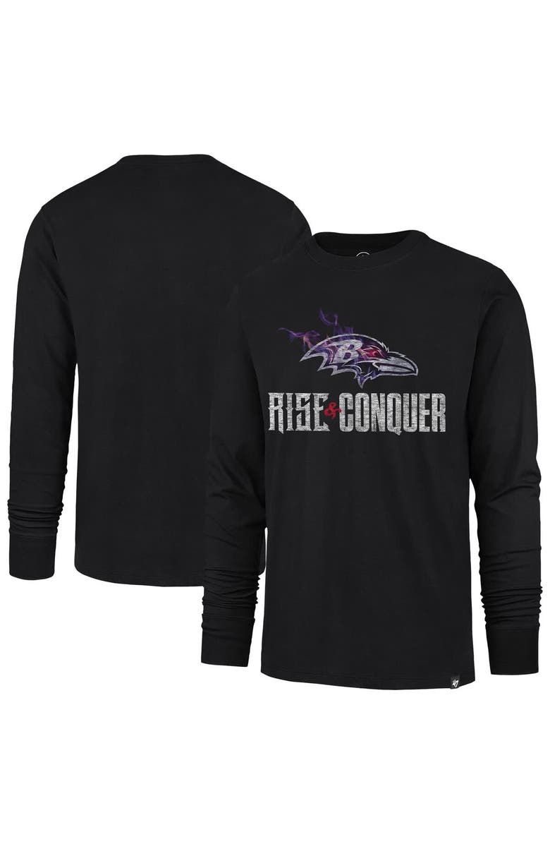 '47 Men's '47 Black Baltimore Ravens Rise and Conquer Franklin Long Sleeve T-Shirt, Main, color, Black