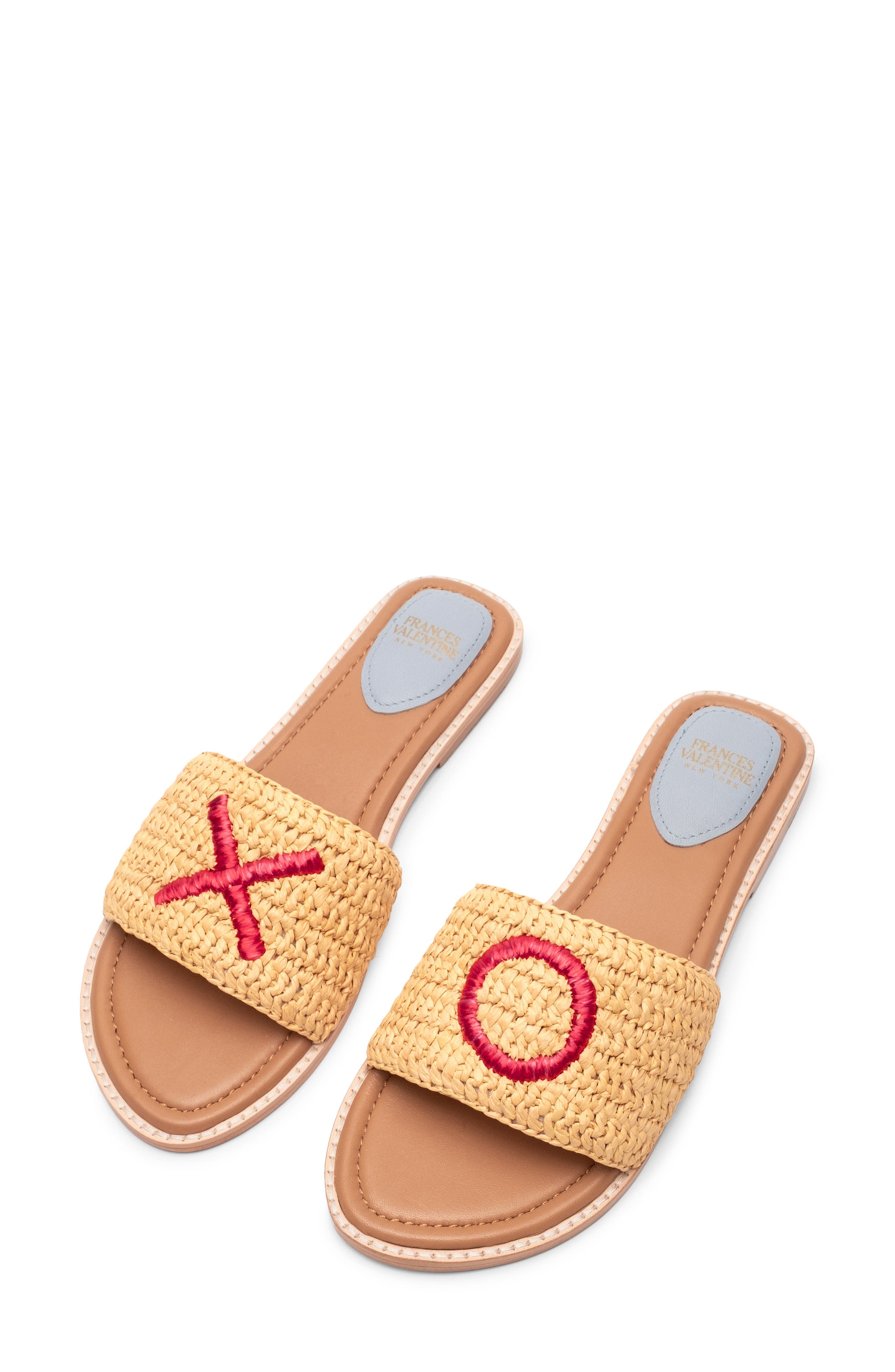 Frances Valentine XO Slide Sandal, Alternate, color, Natural/ Red
