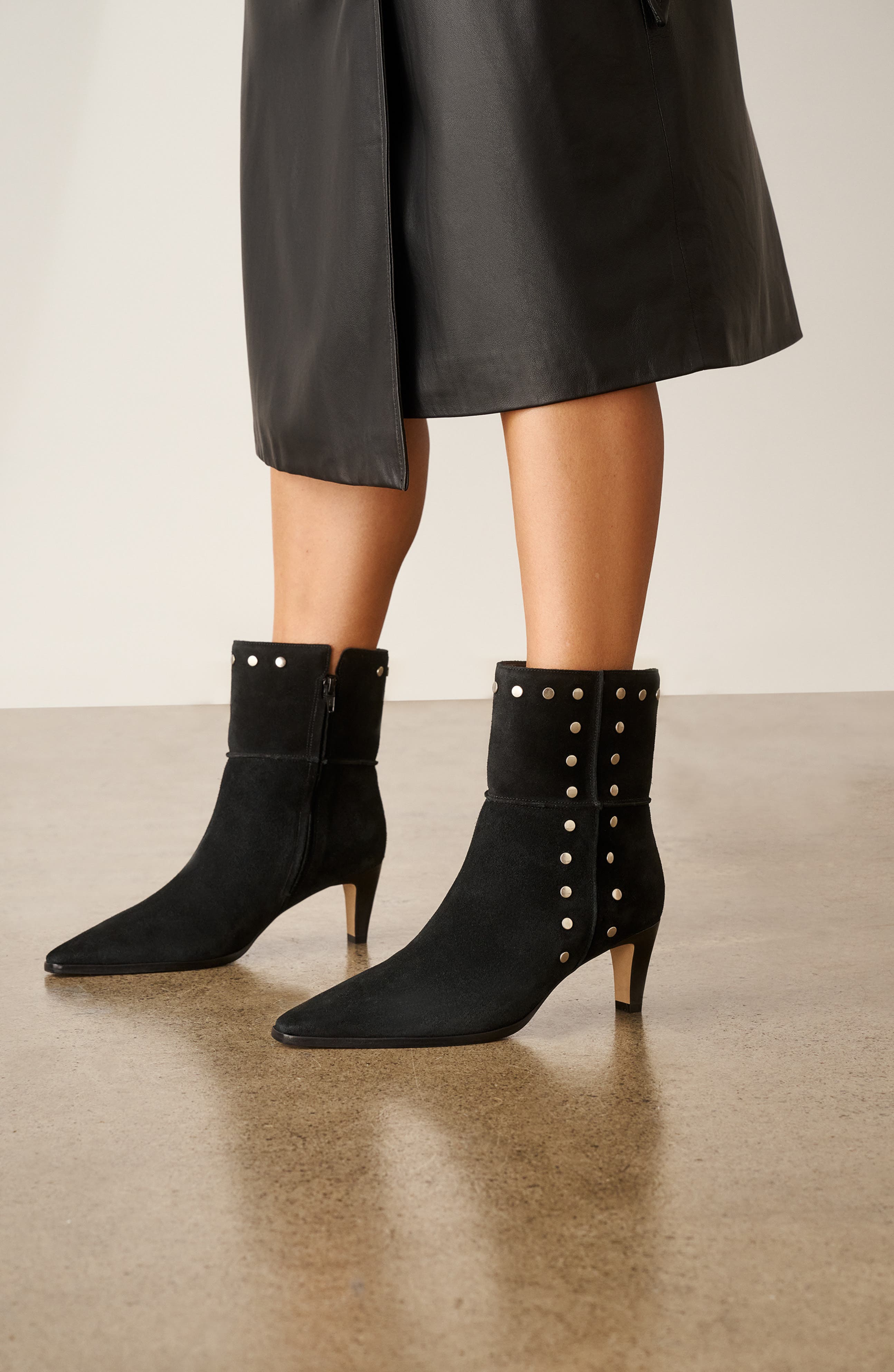 Reign Studded Pointed Toe Bootie, Alternate, color, BLACK SUEDE STUD