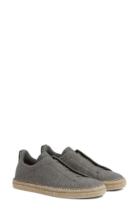 スニーカー ZEGNA Men Sneakers Beige S7981ZLHLNA NAT Light Beige Cotton Linen and Leather Triple Stitch™ Sneakers