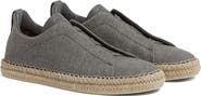 ZEGNA Triple Stitch™ Linen & Leather Espadrille Slip-On Sneaker