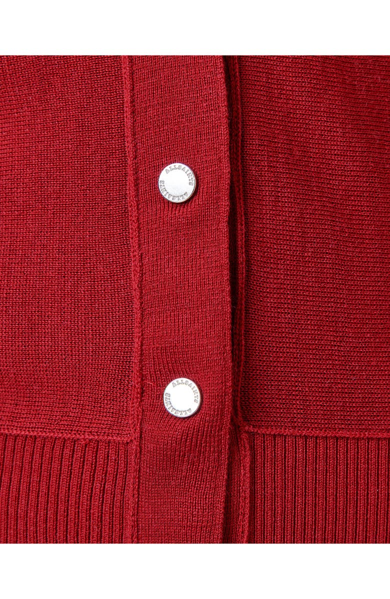 AllSaints Honor V Merino Wool Cardigan, Alternate, color, Crimson Red