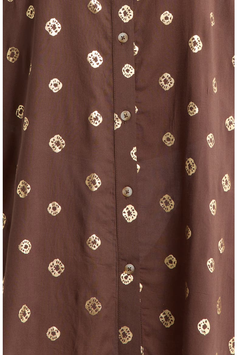 Metallic Dot Cover-Up Shirtdress, Alternate, color, BROWN POLKA