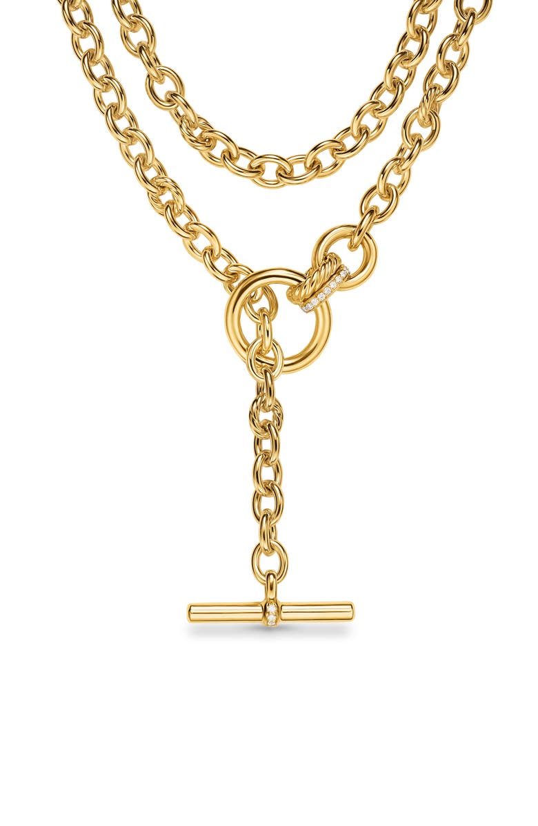 David Yurman DY Mercer<sup>®</sup> Double Row Toggle Chain Necklace in 18K Yellow Gold with Diamonds, 8mm, Main, color, Diamond