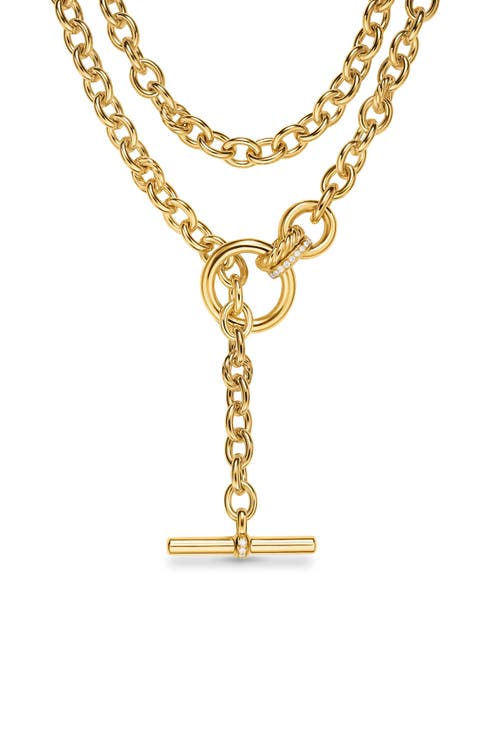 DY Mercer® Double Row Toggle Chain Necklace in 18K Yellow Gold with Diamonds, 8mm