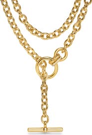 David Yurman DY Mercer® Double Row Toggle Chain Necklace in 18K Yellow Gold with Diamonds, 8mm